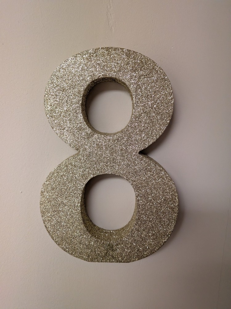 Gold Glitter Number 8