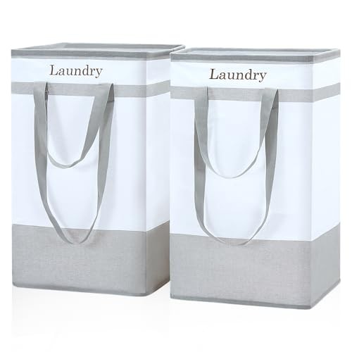 Laundry Basket 2Pack Laundry Hamper with Easy Carry Handles, 100L Gray