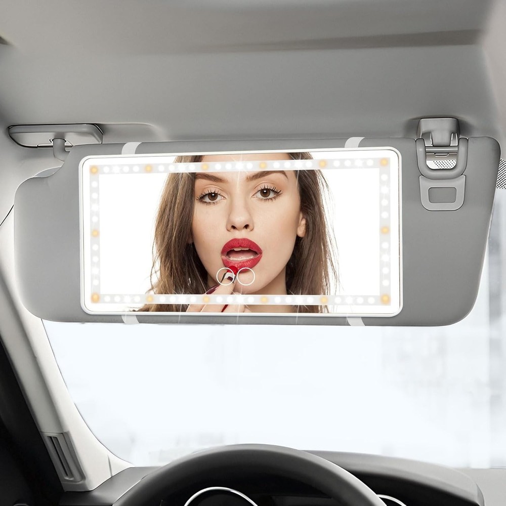 2 Pack Rechargeable LED Car Visor Mirror with Light - 3 Color Modes, Dimmable...