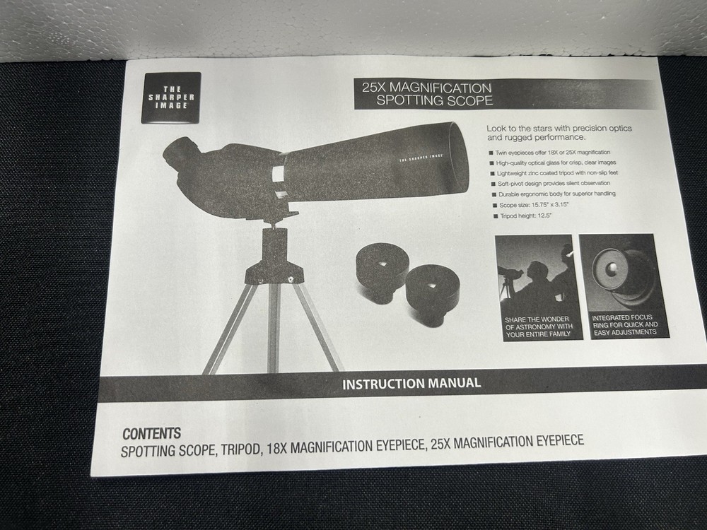 Sharper Image 25X Magnification Portable Spotting Scope