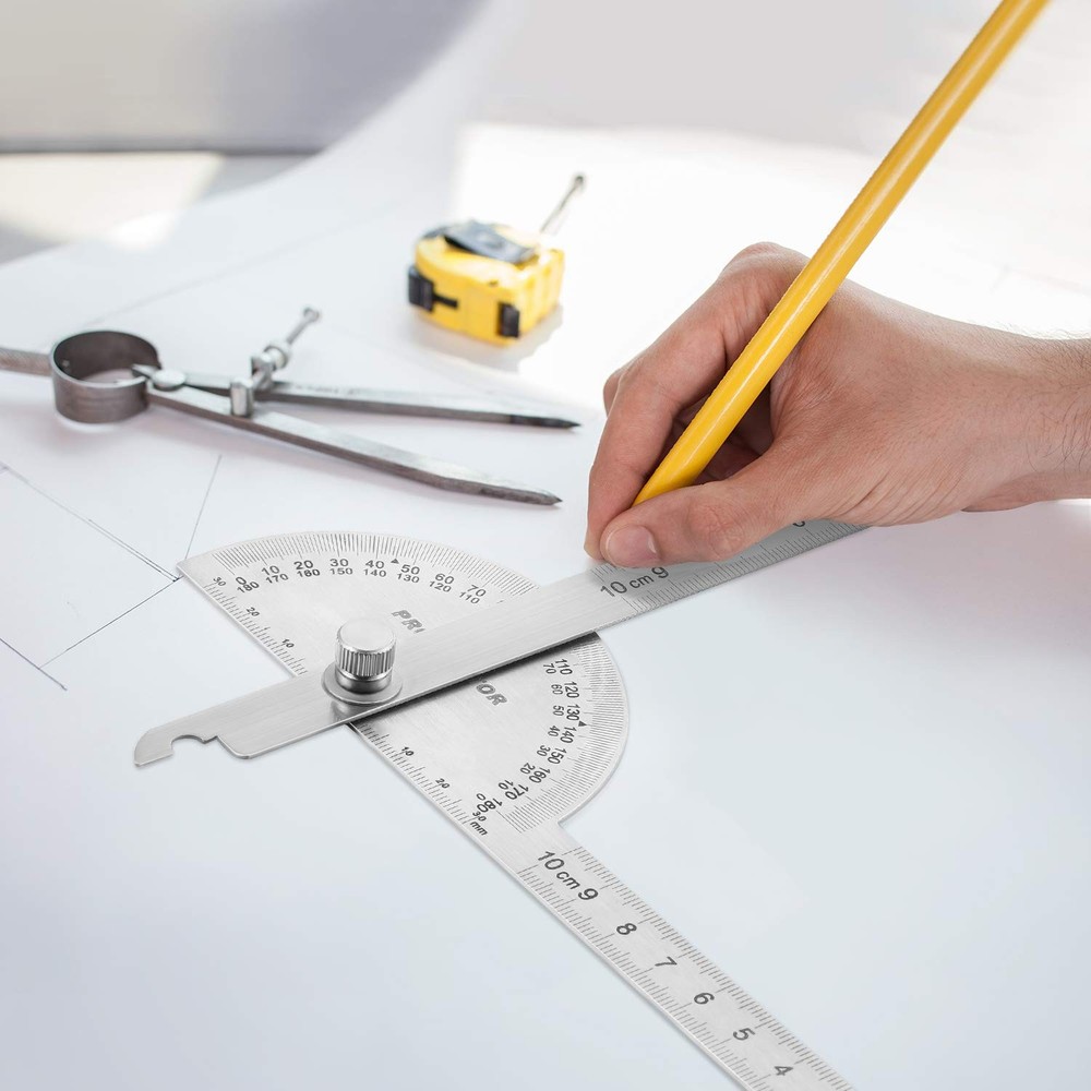 Angle Protractor Finder Ruler Two Arm 10 cm/ 3.94 Inch, Silver