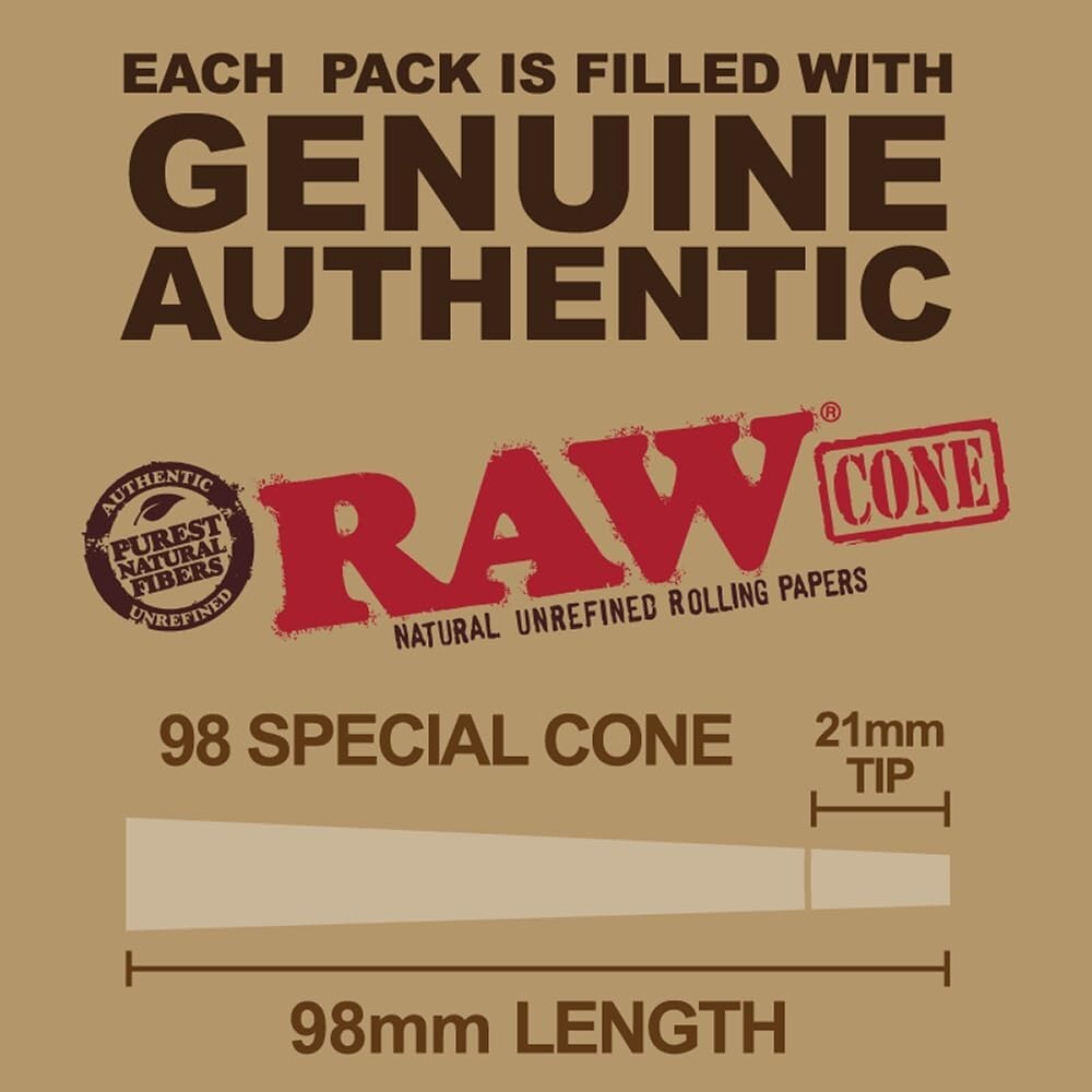 RAW 98 Special Classic Pre-Rolled Cones 100 Pack with Tips
