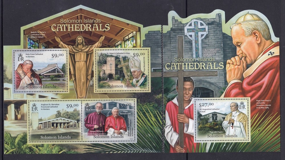 Solomon Islands: MUH Mini Sheet Set: 2012 Cathedrals