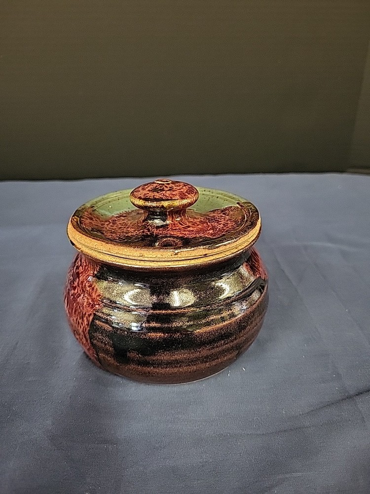 Art Pottery Jar with Lid Handmade