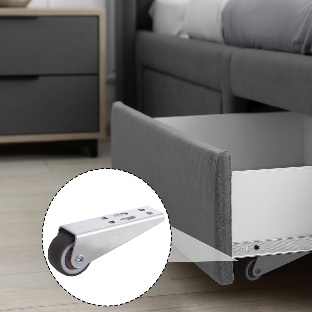 2 Pcs Low Profile Casters, Rubber Low Profile Caster Wheels, Non-Slip Side Mo...