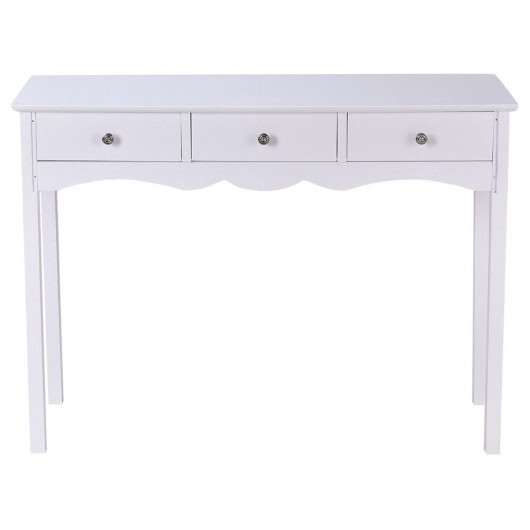 Side Sofa Table with Storage 3-Drawers-white - Color: White