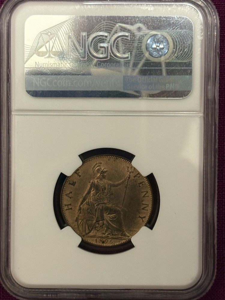 1896 Halfpenny NGC MS64 RB