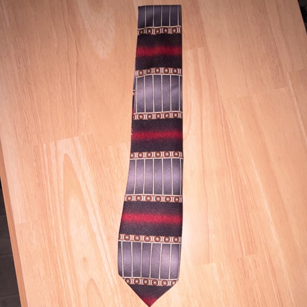 Basic Image Polyester Tie Red Gray Black Beige Geometric Pattern Men's Classic