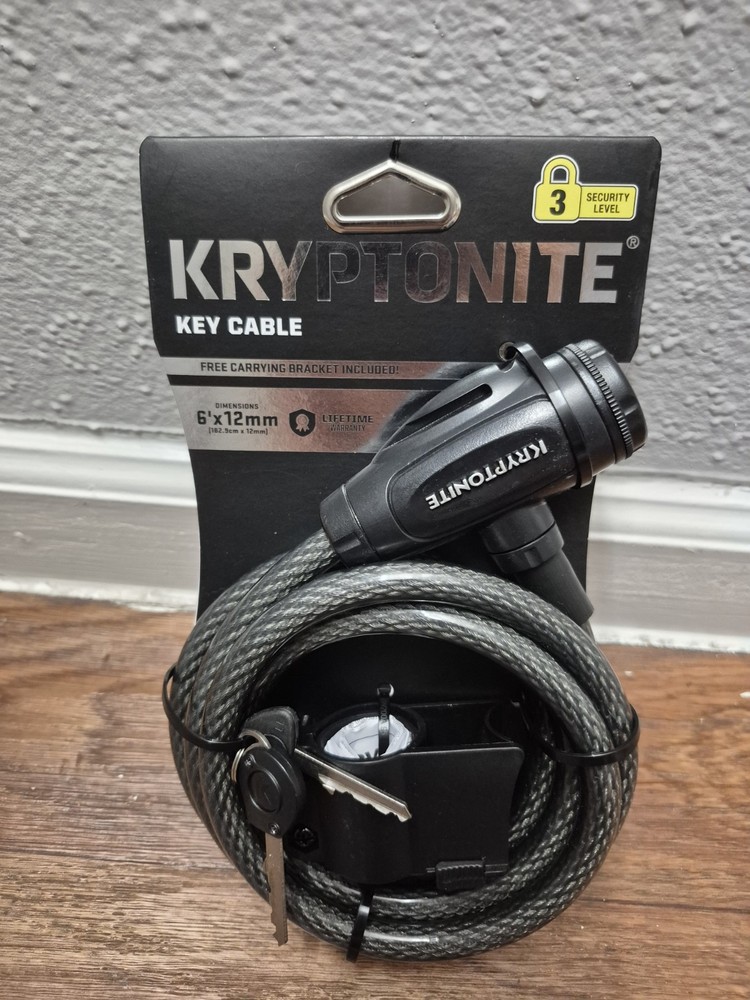 Kryptonite 6’x12mm Key Cable Bicycle Lock, Level 3 Security NEW in Package