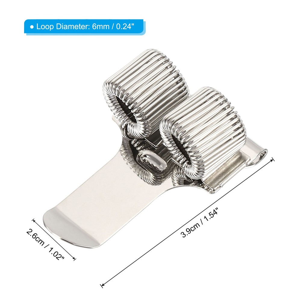 Pen Holder Clips, 2Pcs Metal Portable Double Spring Loop Organizer, Silver