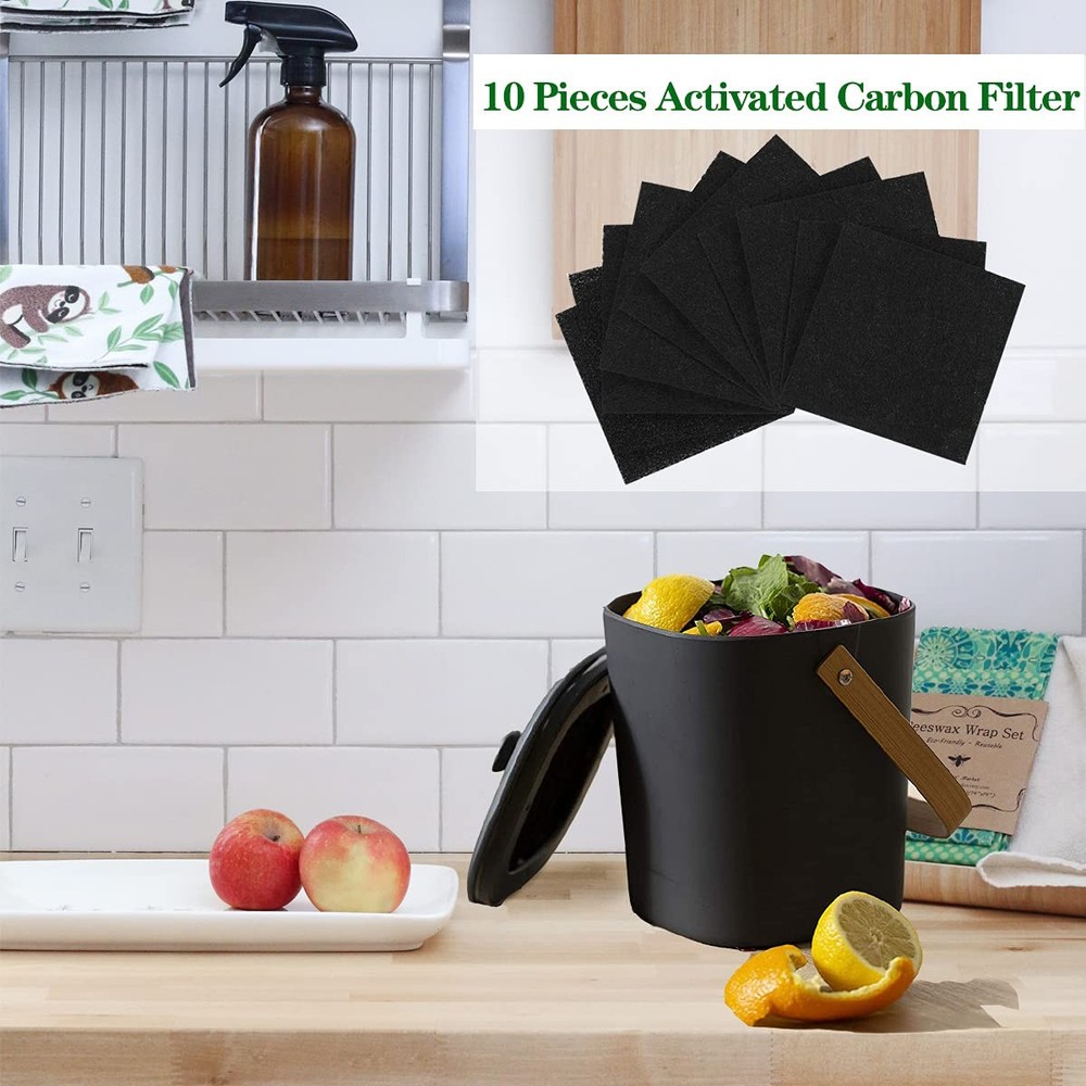 10 Pack Compost Bin Filters Activated Carbon Odor Filter Sheets 5 Inch Kitchen