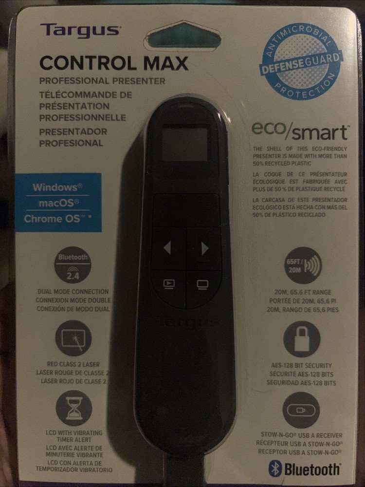 Targus Control Max Dual Mode Antimicrobial Laser Presenter with Timer