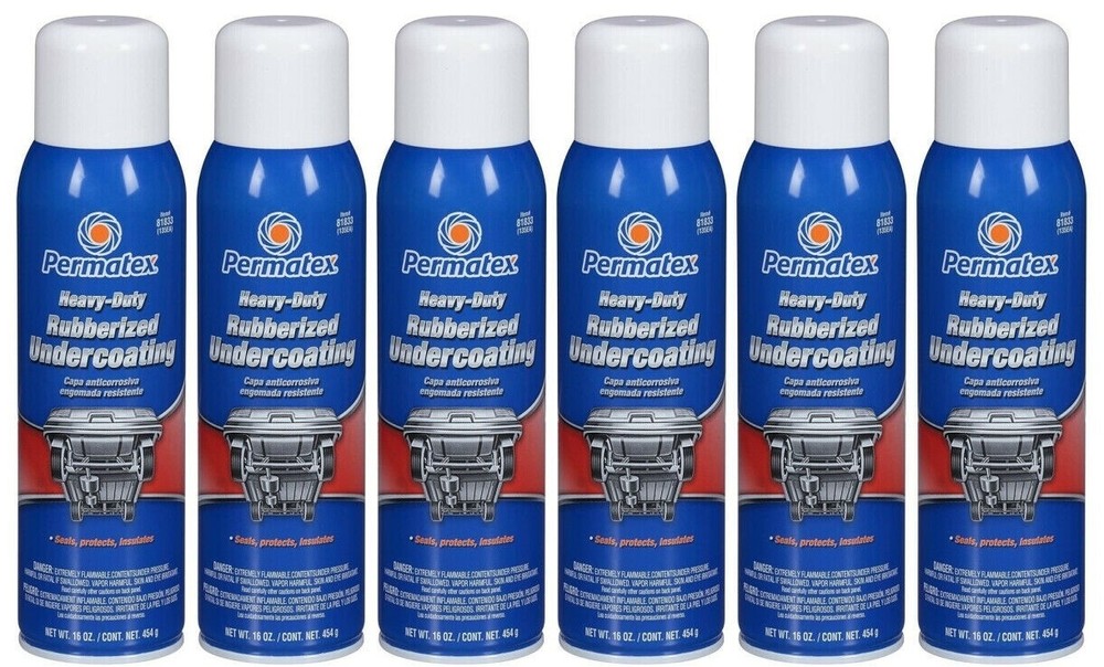 Permatex 81833 Heavy Duty Rubberized Undercoating Aerosol Can 16oz, 6 Pack