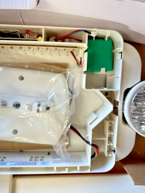 2-Light Plastic LED White Exit Sign with Red Light Up Exit Emergency Combo LED