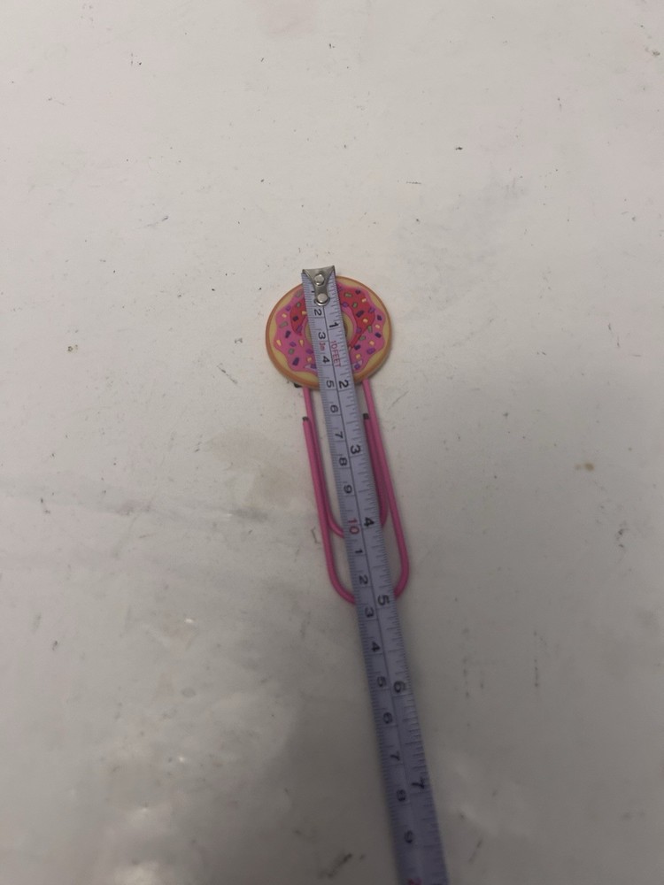 large pink donut paper clip oversized