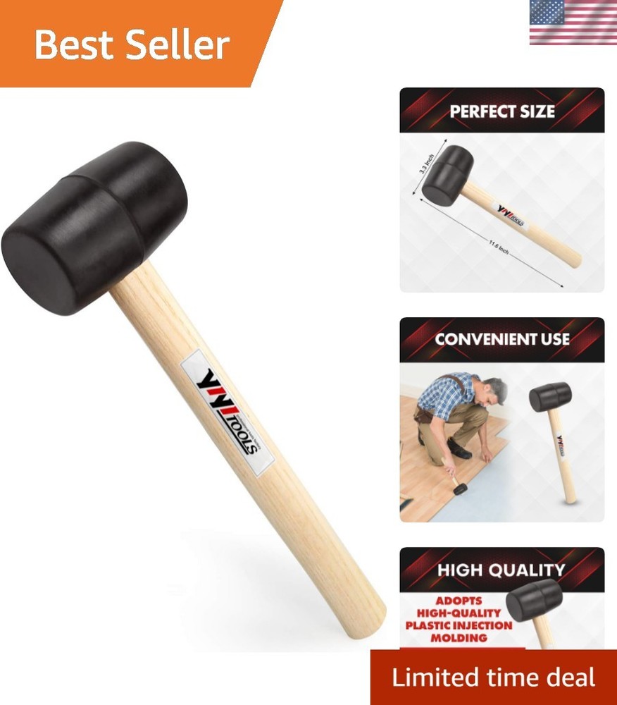 8oz Shockproof Rubber Mallet with Solid Wood Handle - Perfect for All Projects