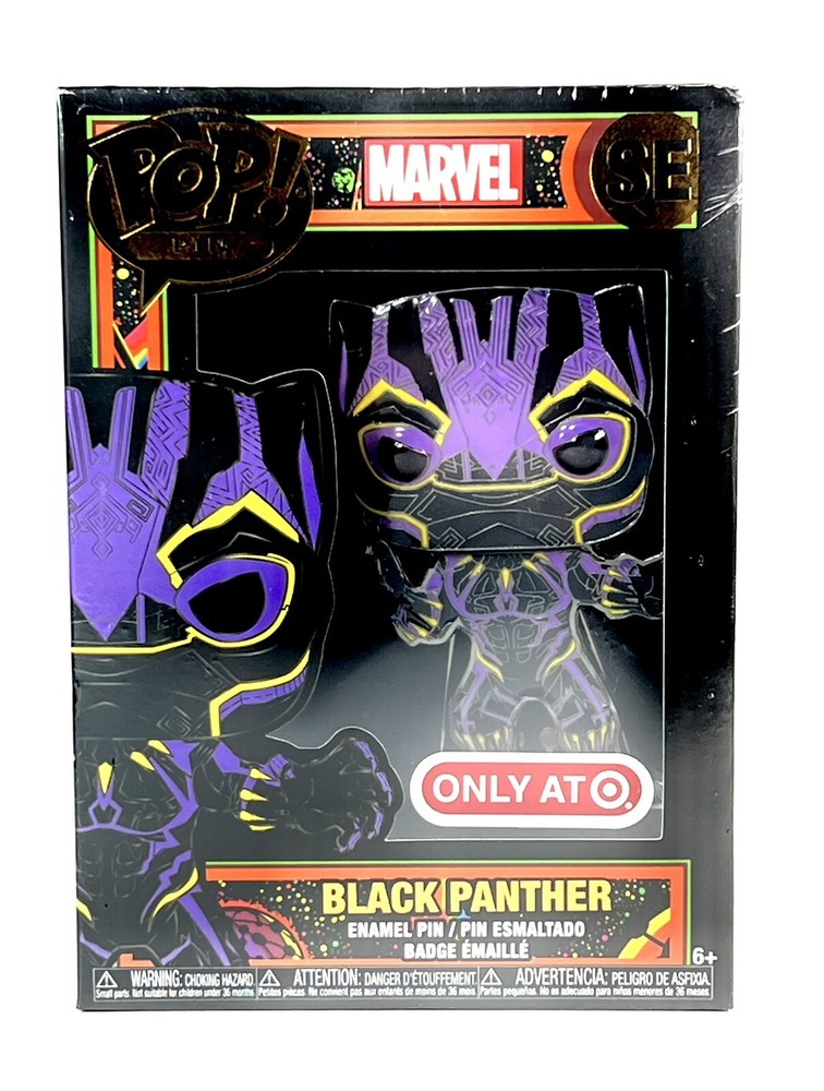 Funko Pop Pin Black Panther Marvel BlackLight Package Target Exclusive SE