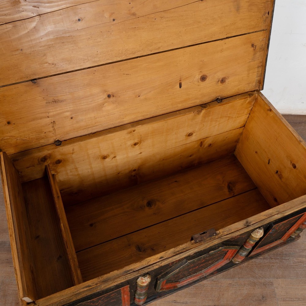 Original Painted Hungarian Flat-Top Trunk, Dated 1890