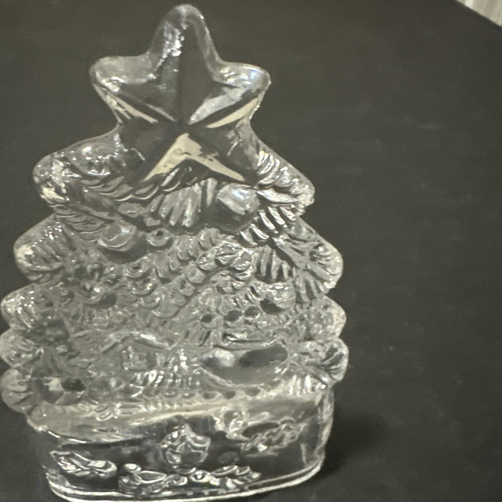 Pressed Glass Christmas Tree Tealight Candleholder