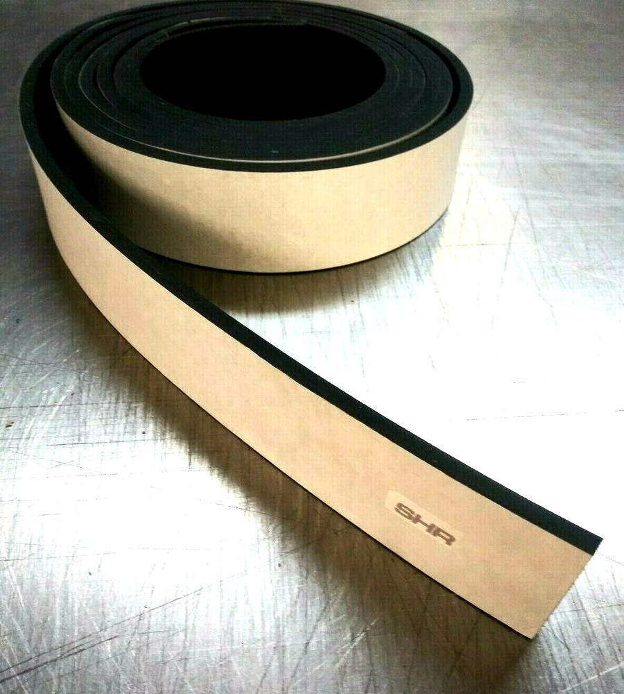 Neoprene Solid Sheet Rubber Roll 1/4" Thick Strip 2" W x 10-Ft L  Adhesive Back