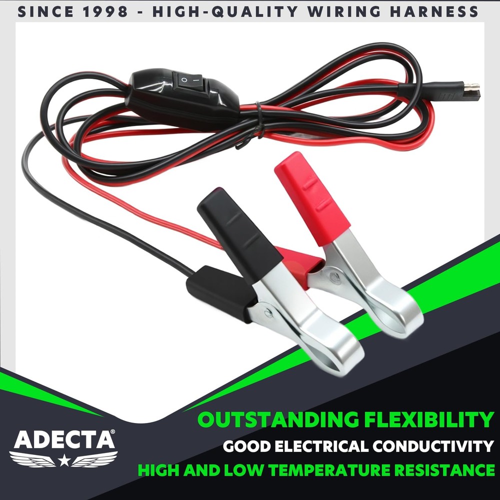 8ft 16AWG SAE Wire Harness with Inline Switch Alligator Clips for Sprayers