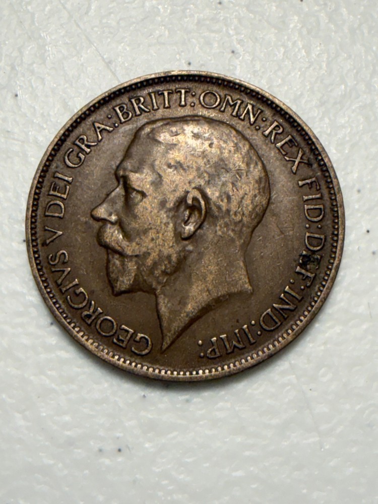 1919 Great Britain halfpenny coin