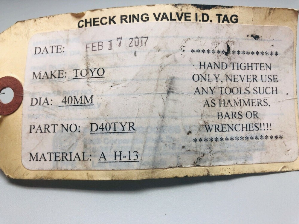 Plastic Process D40TYR Standard Ring, Toyo Screw Tip 40mm, H-13