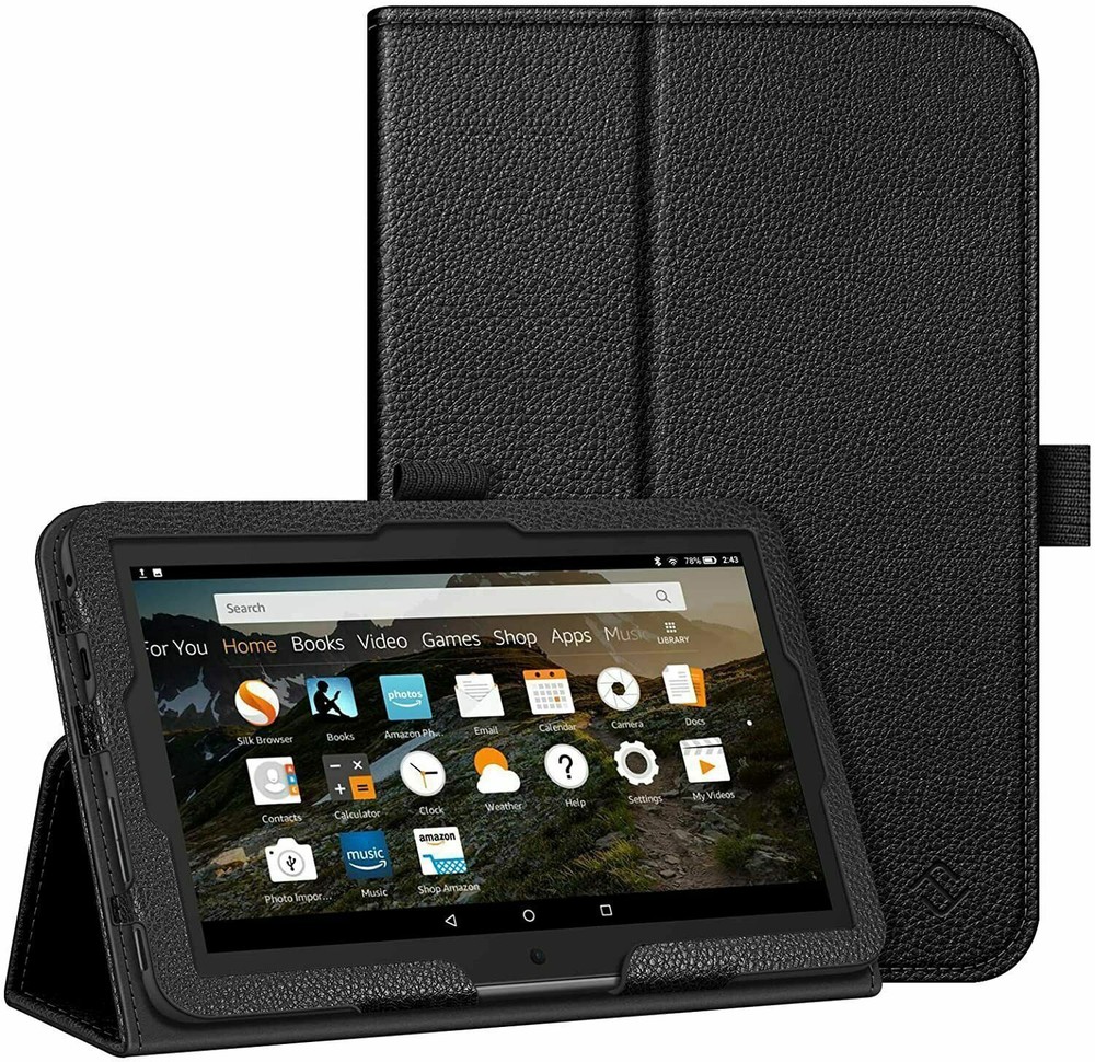 Folio Case for Amazon Fire 7 12th Gen 2022 Leather Slim Fit Foldable Stand Cover