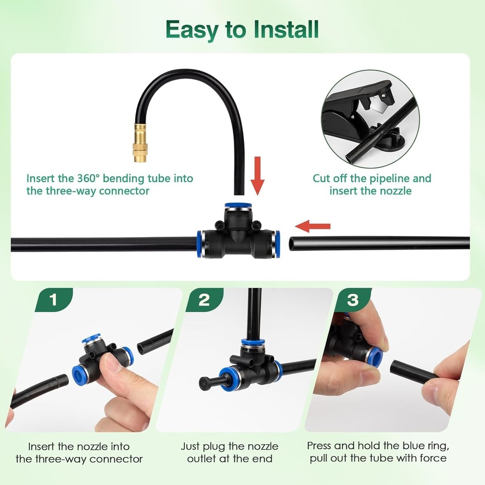10M 360° Curved Garden Automatic Irrigation System Adjustable Nozzle WaterSaving