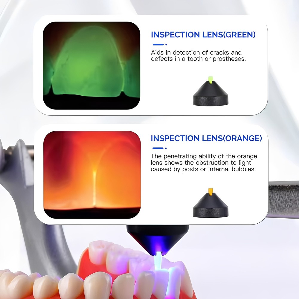 Dental Wireless LED Curing Light 1 Second Curing 2500mW/cm² with 7 Curing Lens
