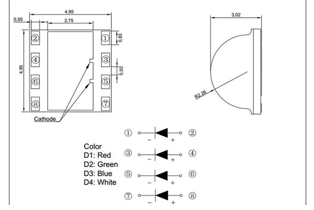 4 in 1 Multicolor Flashlight, Single Mode White, Red, Green, Blue Light, LED ...