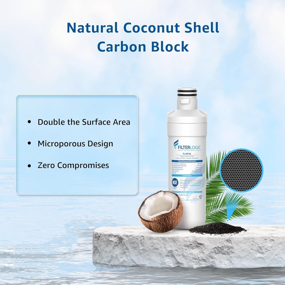 Filterlogic LT1000PC Refrigerator Water Filter, Replacement for LG, 3 Filters