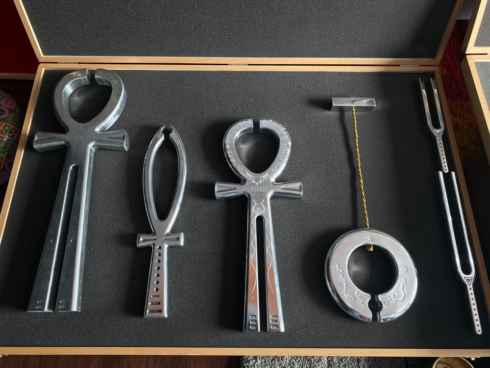 Ankh Tuning Fork & Solar Bell Set Sacred Sound Healing Tools