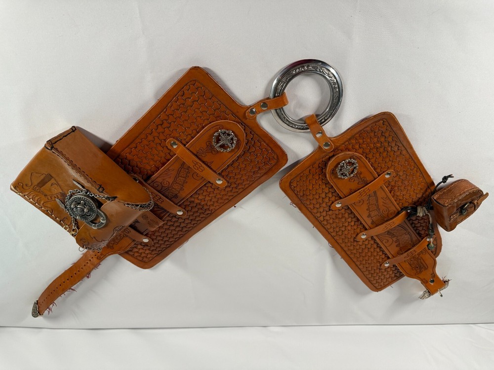 Leather Steampunk Handcrafted Belt with Attached Pouch and Compass