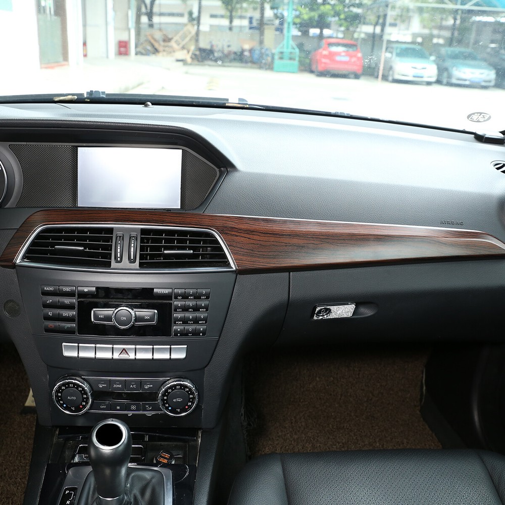 For Benz C-Class 2010-2013 Wood Grain Middle Console Dashboard Panel Trim