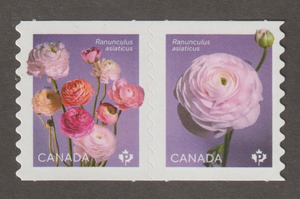 Canada 2023 Ranunculus - MNH se-tenant pair from coil
