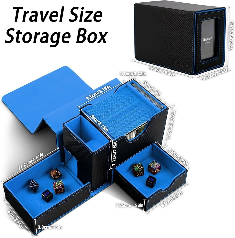 MTG Deck Box for Commander Display with Dice Tower, Fits 100 Double-Sleeved C...