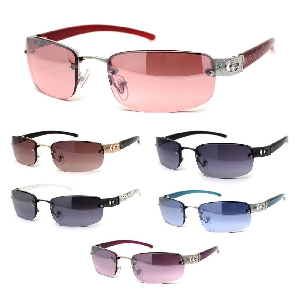 Mens Narrow Wrap Narrow Rectangle Rimless Designer Sunglasses