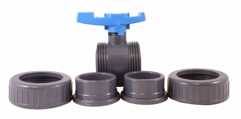 PVC DOUBLE UNION BALL VALVE 1-1/2" - Socket - Sanipro - (Pack of 5)