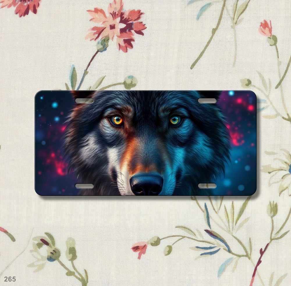 Beautiful Wolf License Plate Optional Text Front Plate Unique Gift