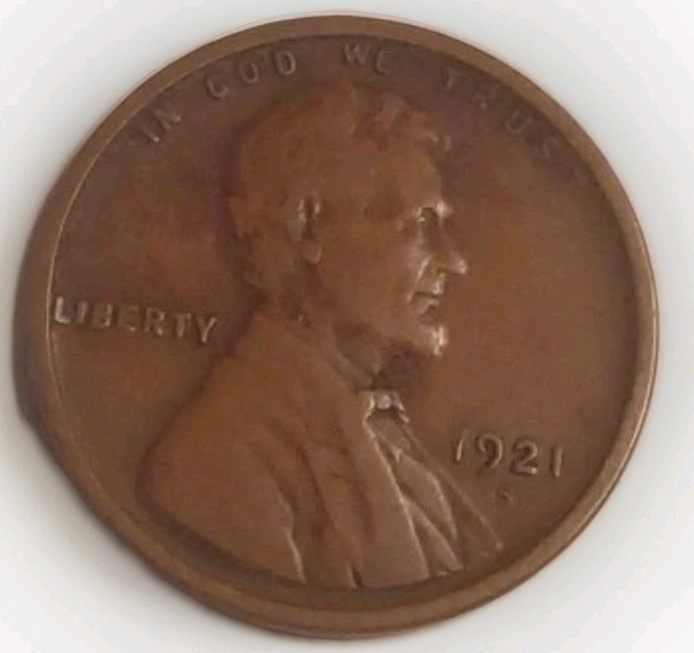 1921-S Lincoln Wheat Cent Penny Lightly Circulated Free Post