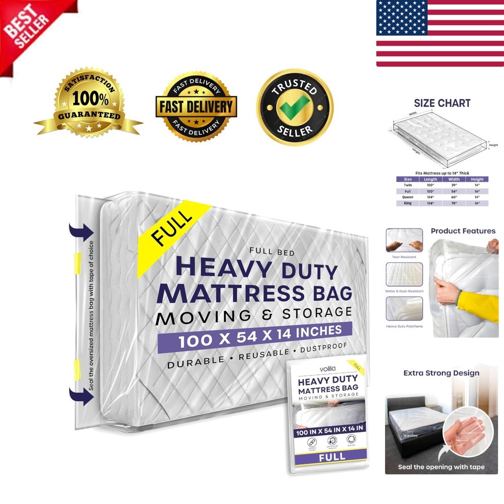 Ultimate Full Size Mattress Storage Solution - Heavy Duty Waterproof Protection