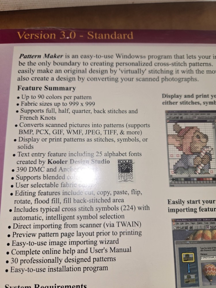 NEW HobbyWare Pattern Maker for Cross Stitch Version 3.0 Windows Program CD