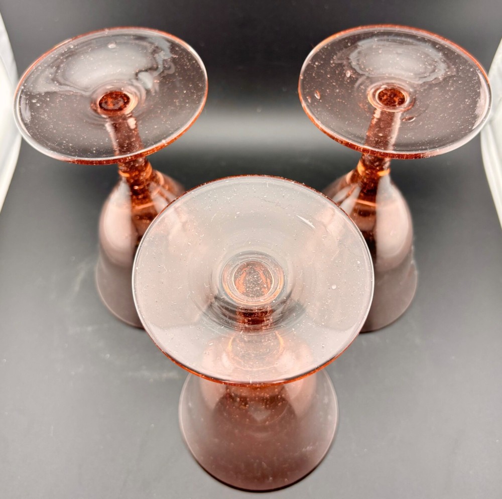 Pink Seed Glass Goblets(3)