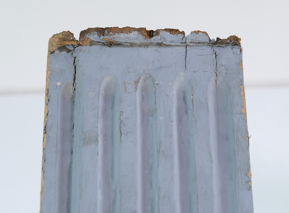 Pair of 7 ft Blue Fluted Square Pine Columns