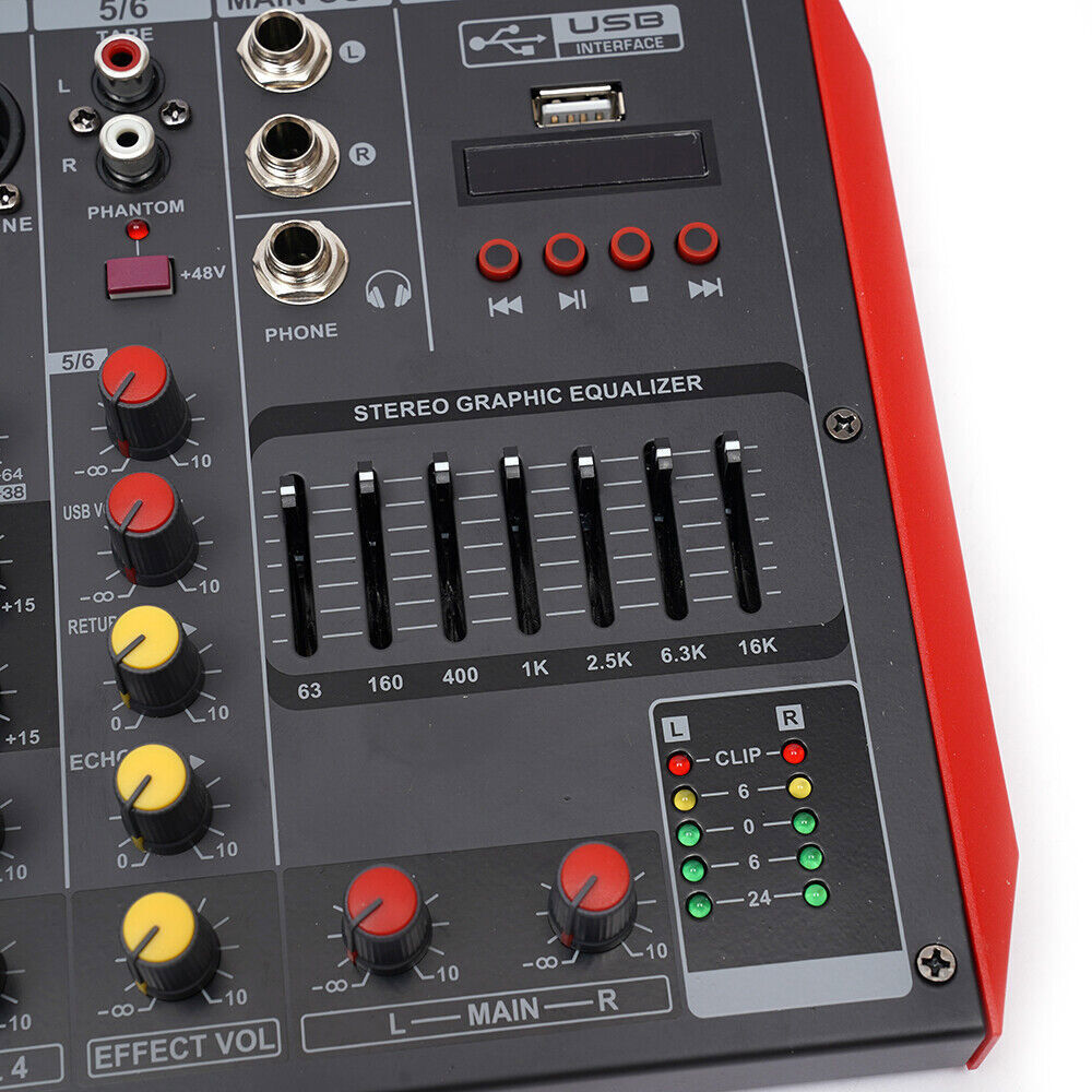 Professional 6/12 Channel Bluetooth Studio Audio Mixer Mixing Amplifier