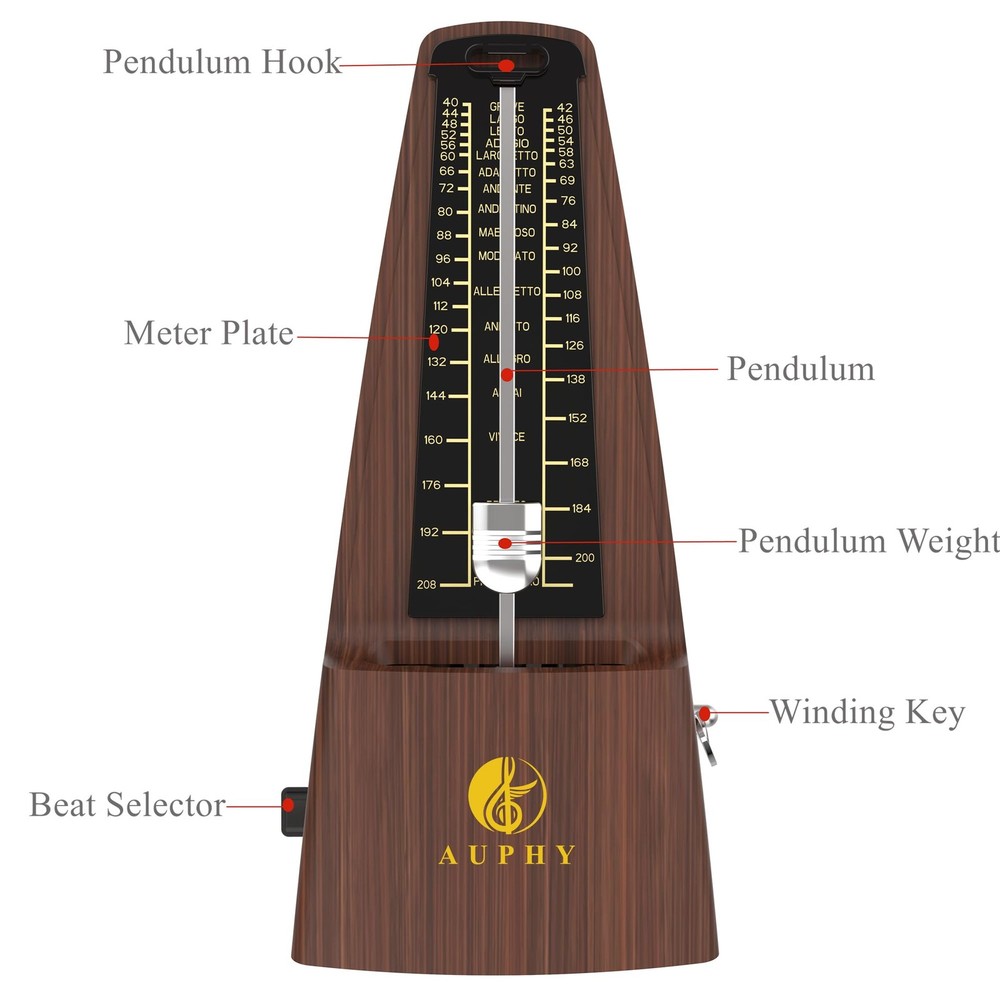 Mechanical Metronome with Accent Bell, Classic Shape, Accurate Beat, Multiple...