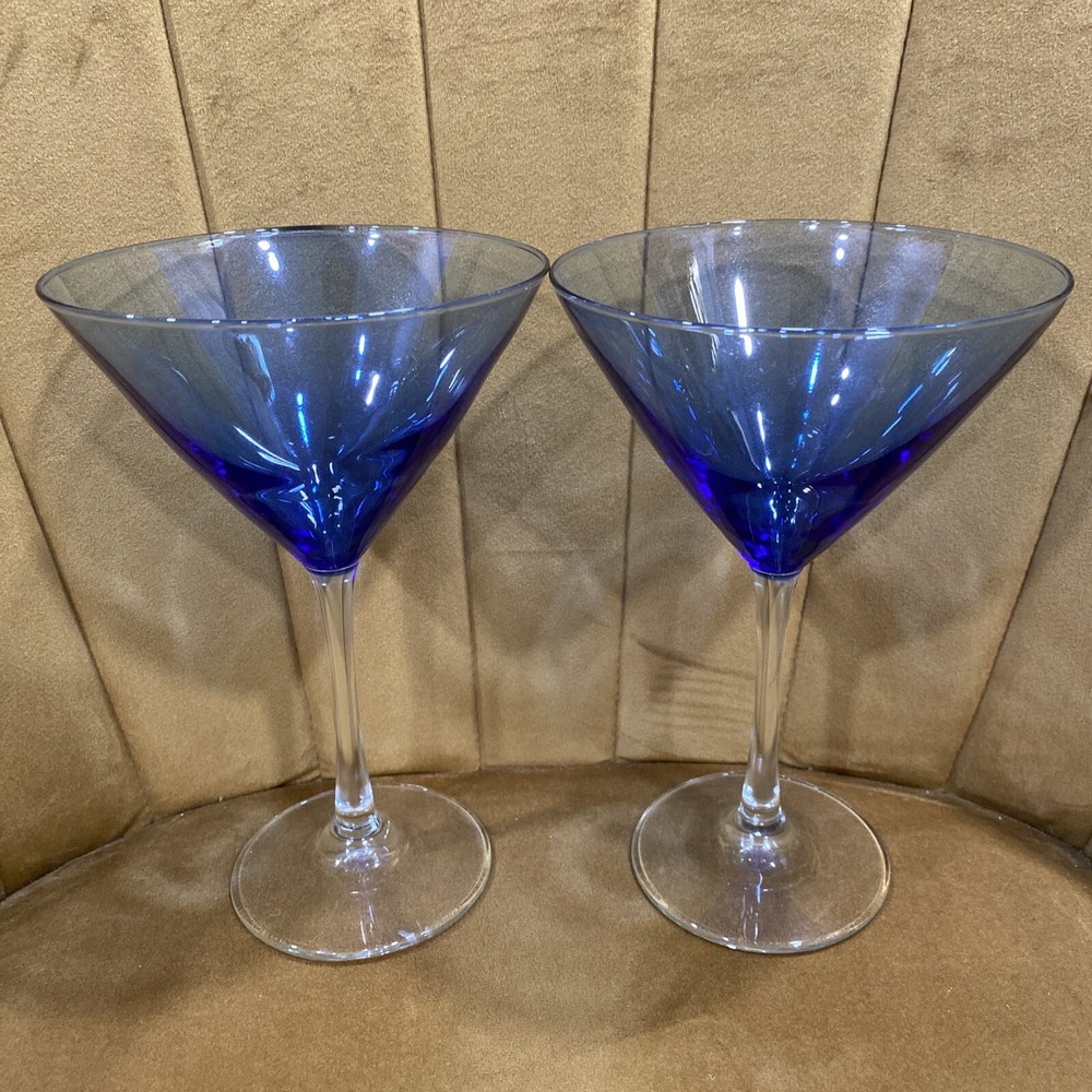 Blue Martini/Cosmopolitan Glasses Lot Of 2