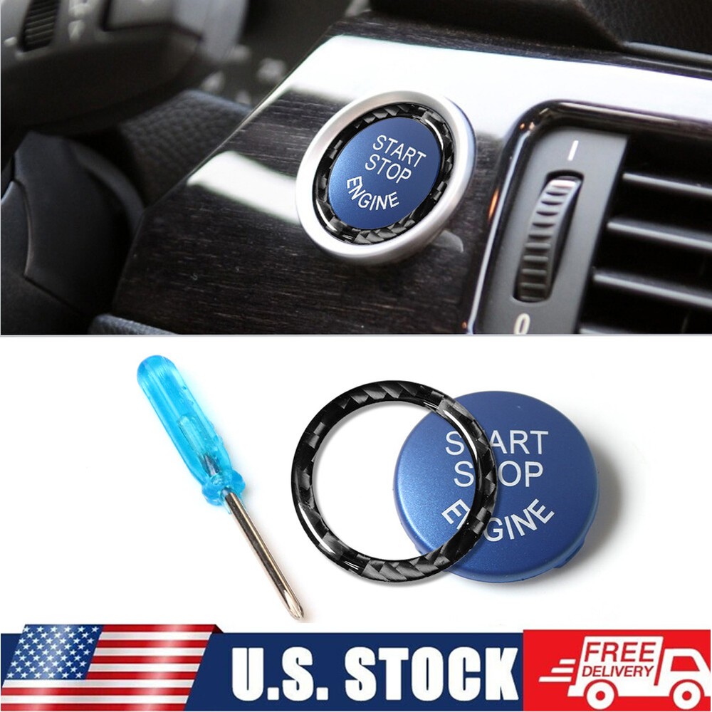 Engine Start Stop Button Replacement With Ring For BMW E90 E92 E93 2009-12 Blue