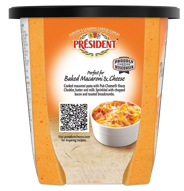 Pub Cheese by President Sharp Cheddar Spreadable Cheese and Dip, 16 oz.
